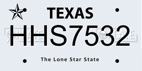 HHS7532 Texas License Plate