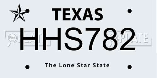 HHS782 Texas License Plate