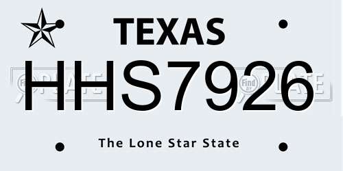 HHS7926 Texas License Plate