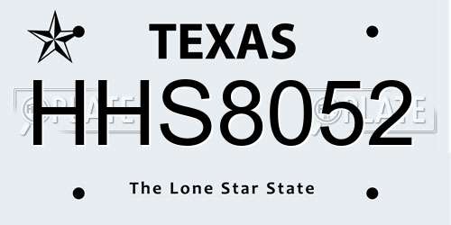 HHS8052 Texas License Plate