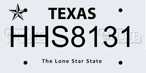 HHS8131 Texas License Plate
