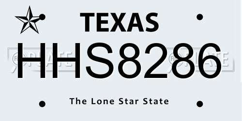 HHS8286 Texas License Plate