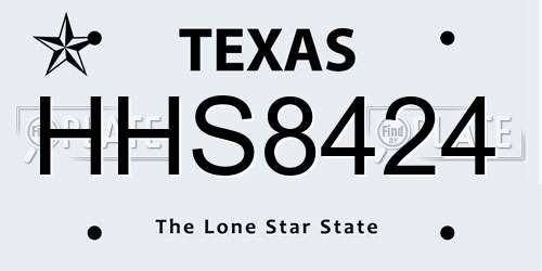 HHS8424 Texas License Plate