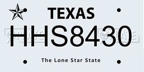 HHS8430 Texas License Plate