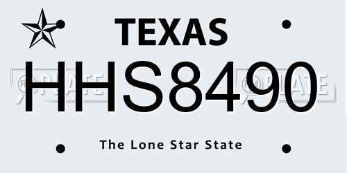 HHS8490 Texas License Plate