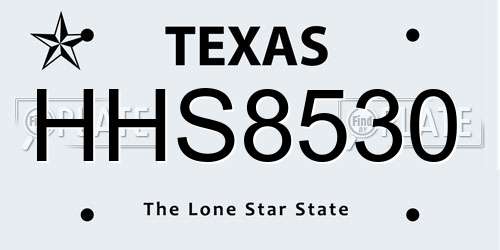 HHS8530 Texas License Plate
