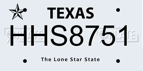 HHS8751 Texas License Plate