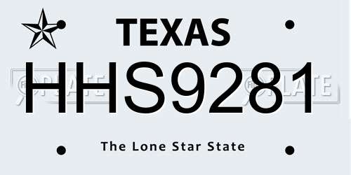 HHS9281 Texas License Plate