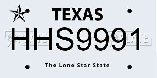 HHS9991 Texas License Plate