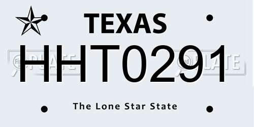 HHT0291 Texas License Plate