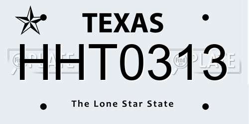 HHT0313 Texas License Plate