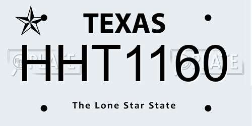 HHT1160 Texas License Plate