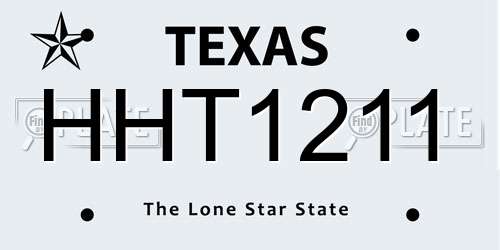 HHT1211 Texas License Plate