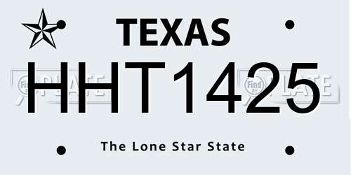 HHT1425 Texas License Plate