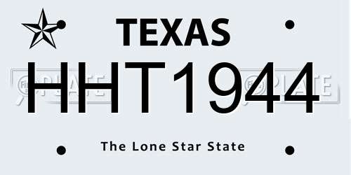 HHT1944 Texas License Plate