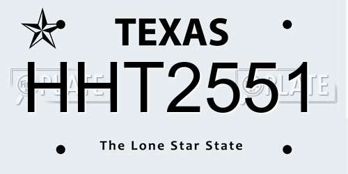 HHT2551 Texas License Plate