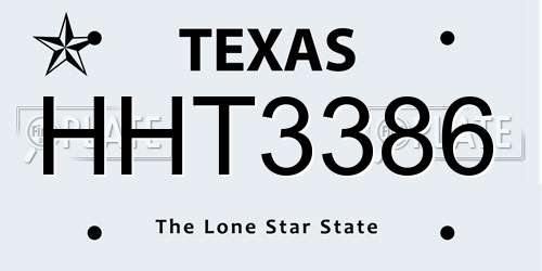 HHT3386 Texas License Plate