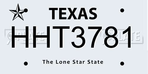 HHT3781 Texas License Plate