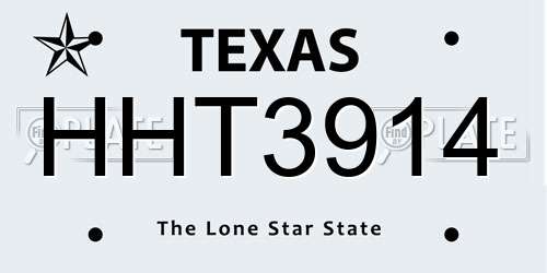 HHT3914 Texas License Plate
