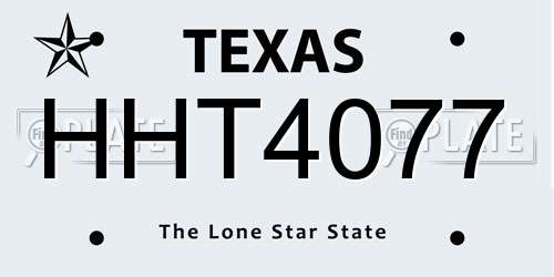 HHT4077 Texas License Plate