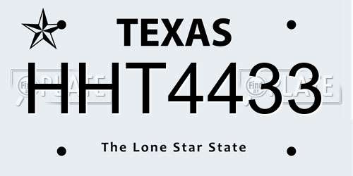 HHT4433 Texas License Plate