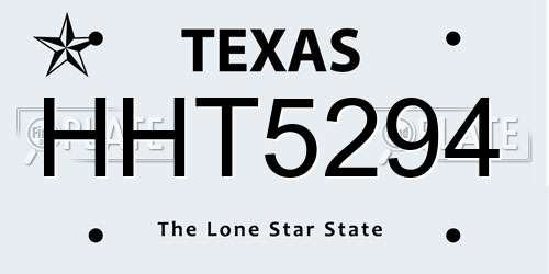 HHT5294 Texas License Plate