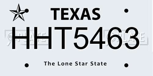 HHT5463 Texas License Plate
