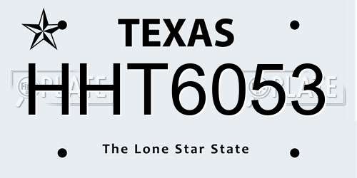 HHT6053 Texas License Plate