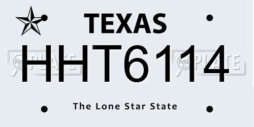 HHT6114 Texas License Plate