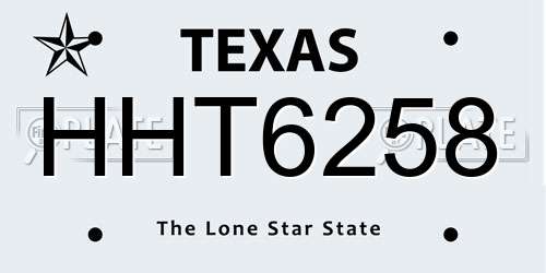 HHT6258 Texas License Plate