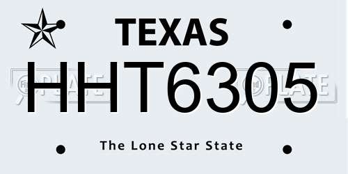 HHT6305 Texas License Plate