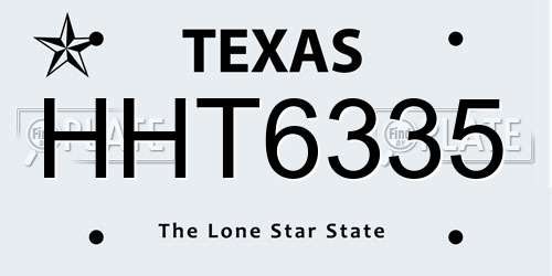 HHT6335 Texas License Plate