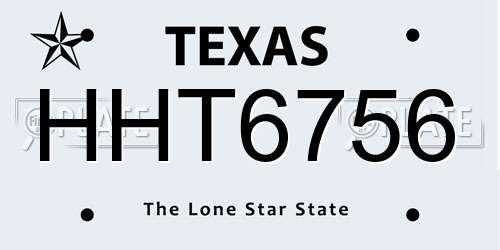 HHT6756 Texas License Plate