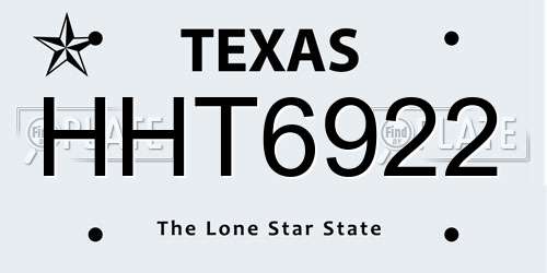 HHT6922 Texas License Plate