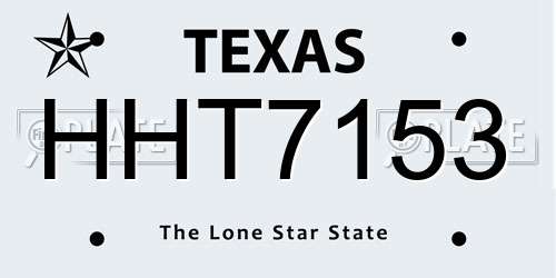 HHT7153 Texas License Plate