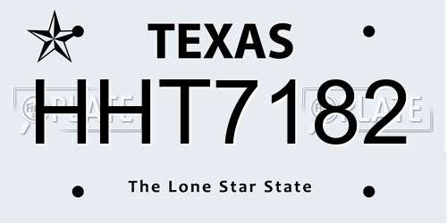 HHT7182 Texas License Plate