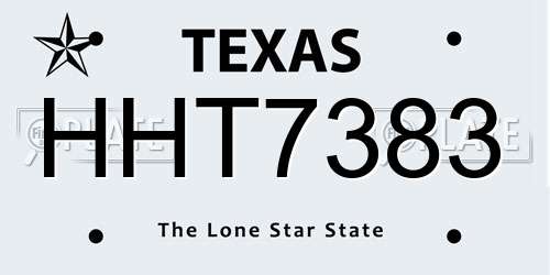 HHT7383 Texas License Plate