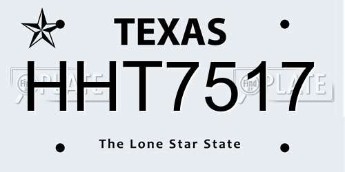 HHT7517 Texas License Plate