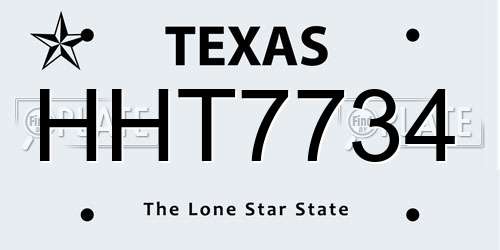 HHT7734 Texas License Plate