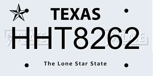 HHT8262 Texas License Plate