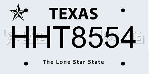 HHT8554 Texas License Plate
