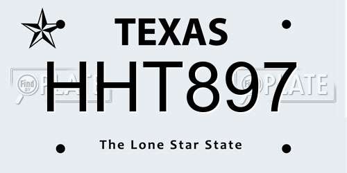 HHT897 Texas License Plate