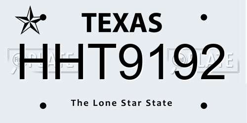 HHT9192 Texas License Plate