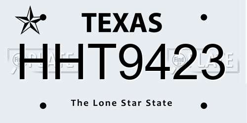 HHT9423 Texas License Plate