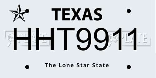 HHT9911 Texas License Plate