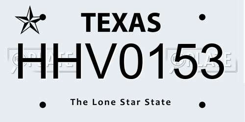 HHV0153 Texas License Plate