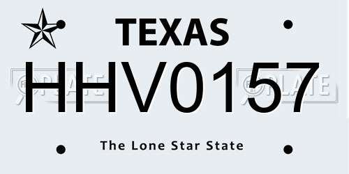 HHV0157 Texas License Plate