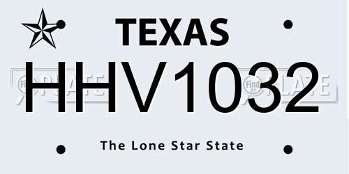 HHV1032 Texas License Plate