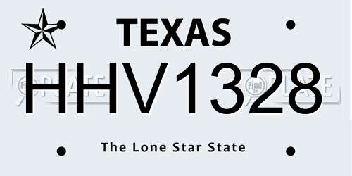 HHV1328 Texas License Plate