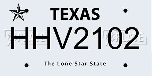 HHV2102 Texas License Plate